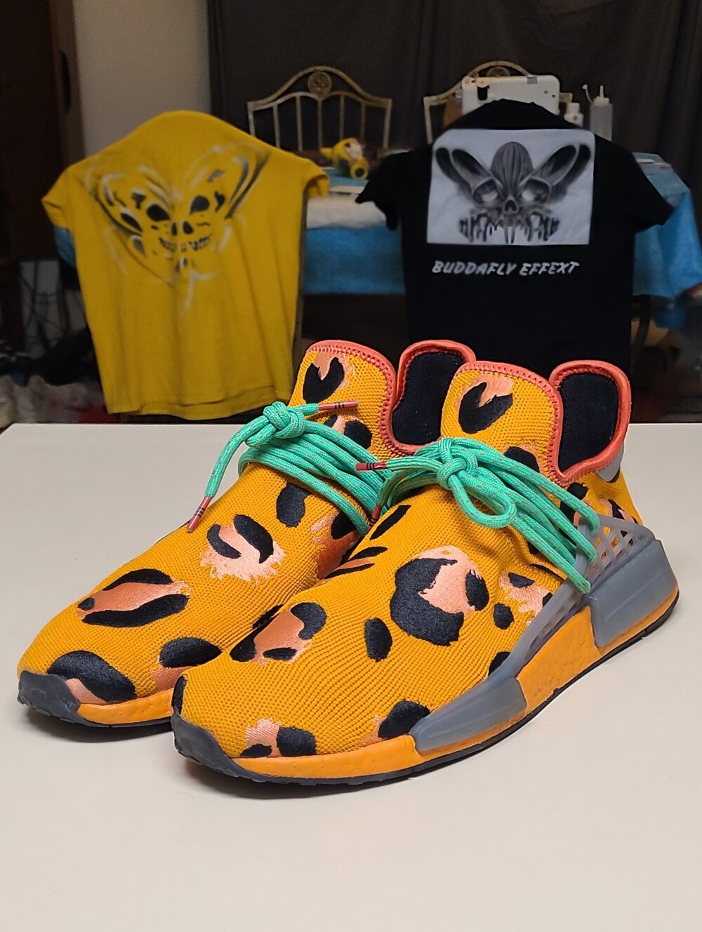 Adidas Pharrell X NMD Hu Animal Print casual low top running sneakers size 13
